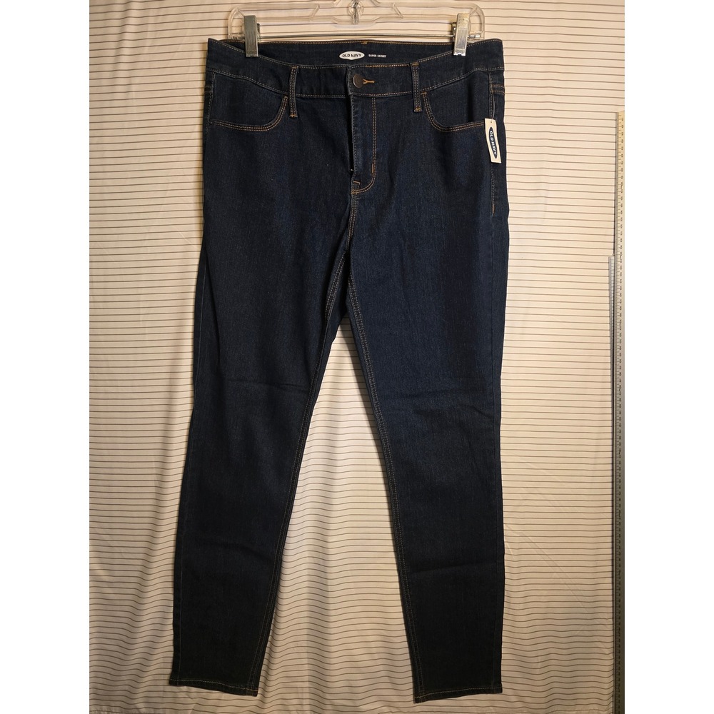 1325 Old Navy Super Skinny Dark Wash Indigo Denim Jeans Wom 12 Stretch Mid Rise